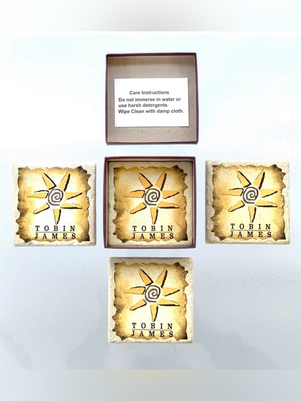 Tobin James Cellars Ceramic and Cork Square Coasters and Gift Box ~ Set of 4